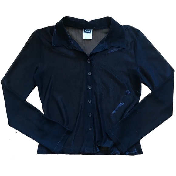 Sparkly Sheer Black Button up - Picture 1 of 7